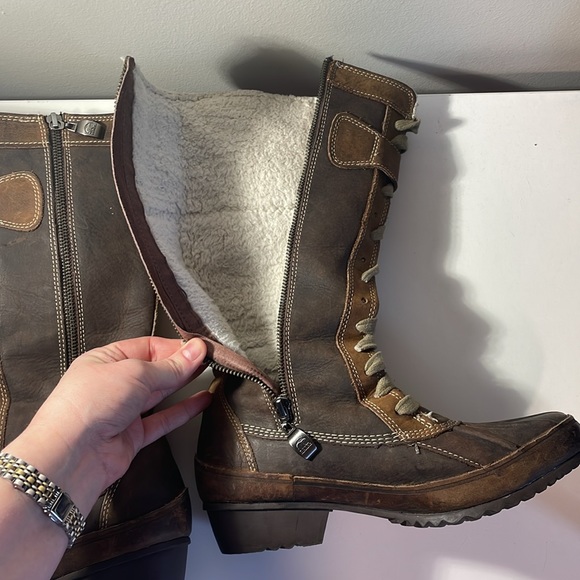 RARE Sorel Womens Sz 8 Sorelia Earhart Waterproof Leather Fleece Lined Boots - Picture 9 of 9